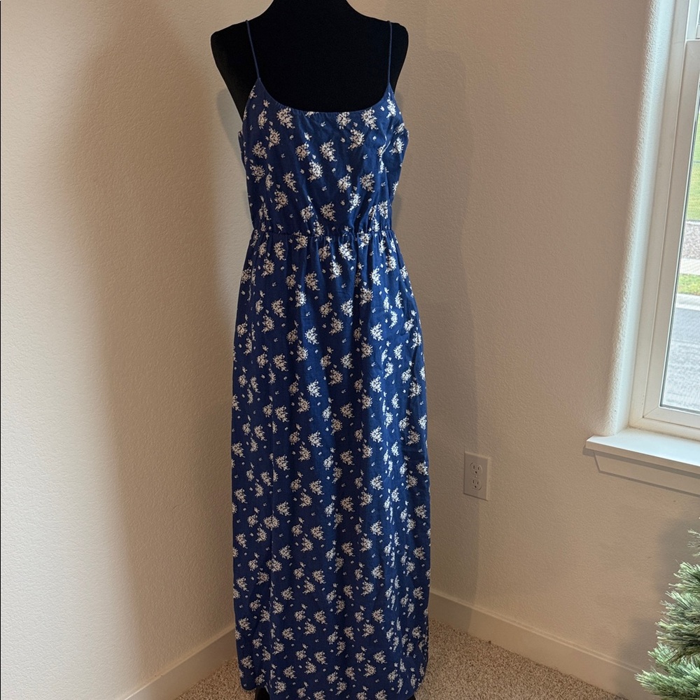 J. Crew Blue and White Floral Maxi Dress - Picture 1 of 14